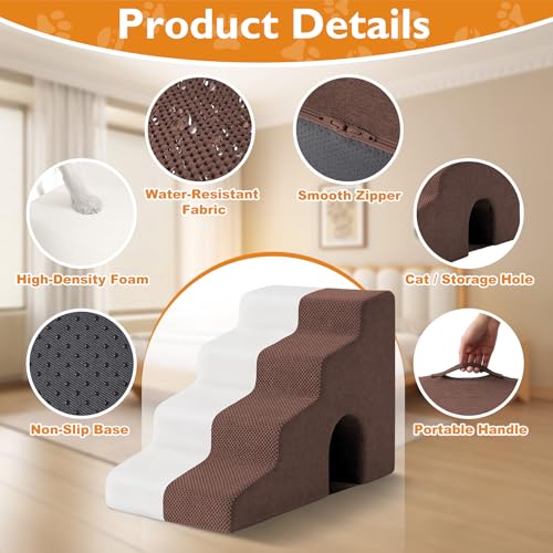 Dog Stairs for Bed 19.5’’ H (Brown / Standard 15.5''x27.2''x19.5'')