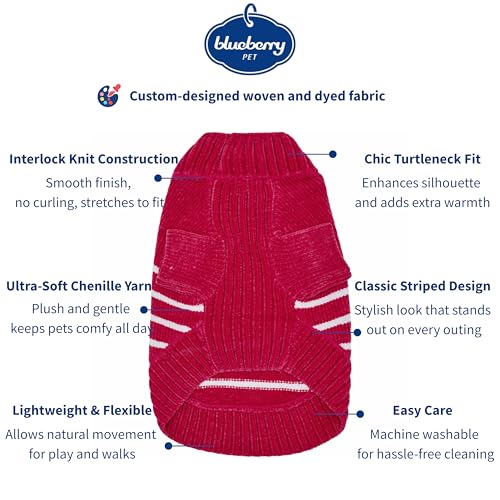 Cozy Soft Chenille Classy Striped Dog Sweater in Hot Pink (10 inch / Hot Pink)