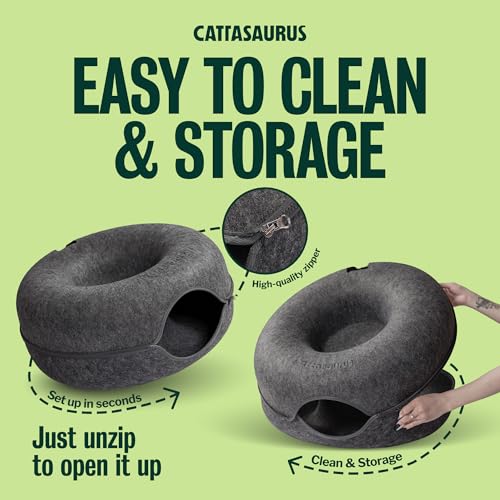 Peekaboo Cat Cave Donut for Multiple & Large Cats up to 30 (Dark Gray / Large)