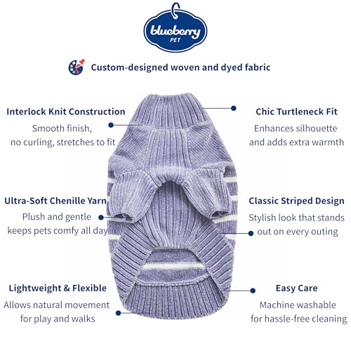 Cozy Soft Chenille Classy Striped Dog Sweater in Stonewash Blue (12 inch / Stonewash Blue)