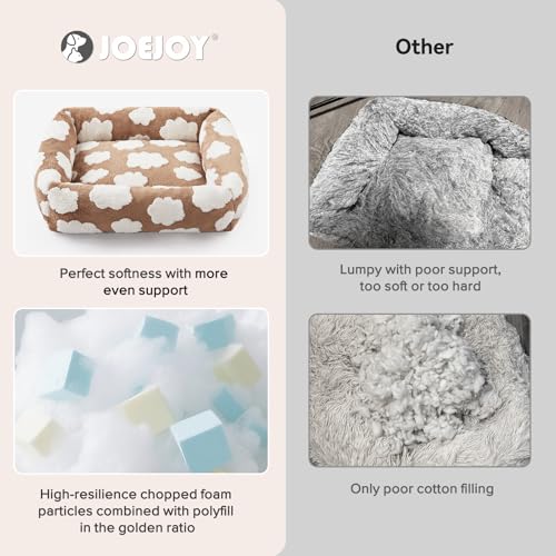 Small Dog Bed for Small Dogs (Cozy Clouds Brown / S PLUS (25"x21"x7"))