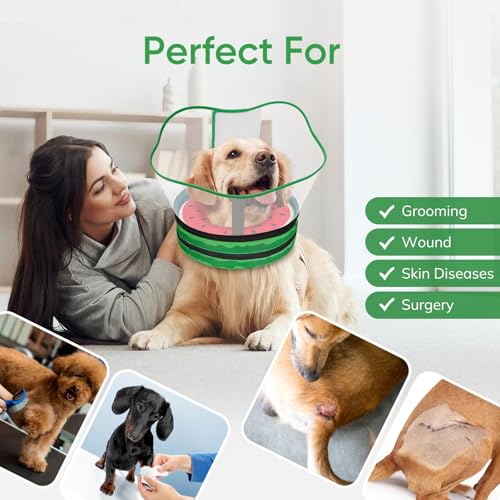Sponge Dog Cone Collar Stop Licking After Surgery (Watermelon / XXL(Neck 18"-23"))