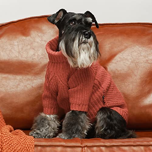 Thermal Knitted Dog Sweater Doggy Winter Coat Pet Clothes Doggie Turtleneck Jacket Puppy Outfits Cat Sweatsuit Red Medium (Medium / Red)