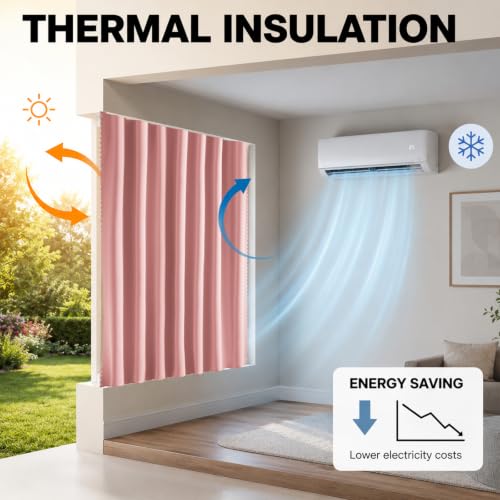 Self Adhesive Curtains for Windows (Pink / 59"W x 71"L (Pack of 1))