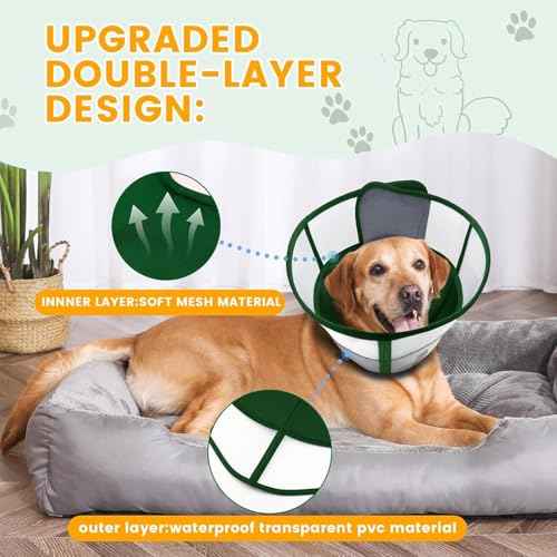 Dog Cone to Stop Licking (S (Neck: 11.4-12.6") / Dark Green)