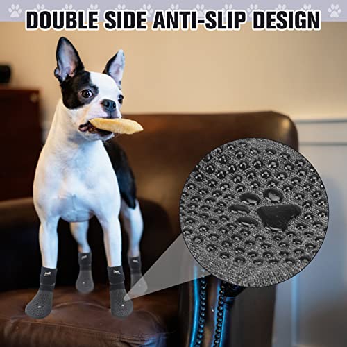 Anti Slip Dog Socks to Prevent Licking Paws for Hot Pavement (Embroidered Black / Large)