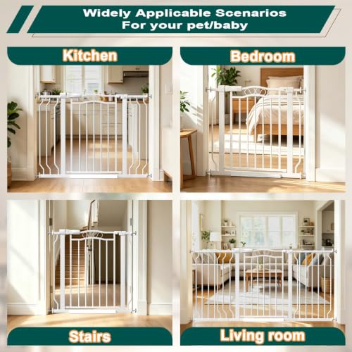 53.1" 62.5" Extra Wide Baby Gate for Doorways Pressure Mounted (White / 53.1"-62.5")