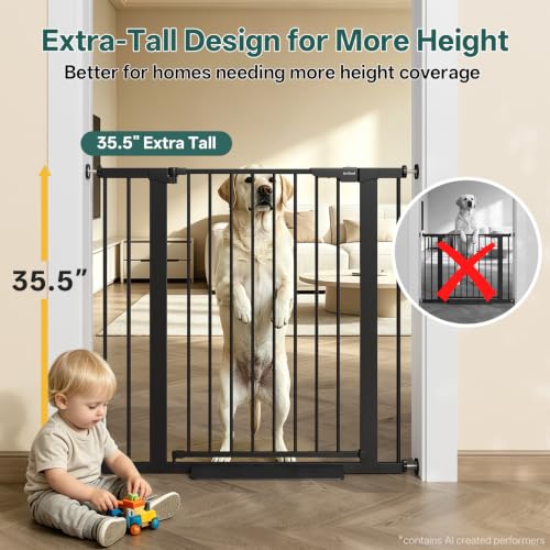 29.6 39.1 in Wide x 35.5 in High Extra Tall Baby Gate (Black / 29.6-39.1"W x 35.5"H)