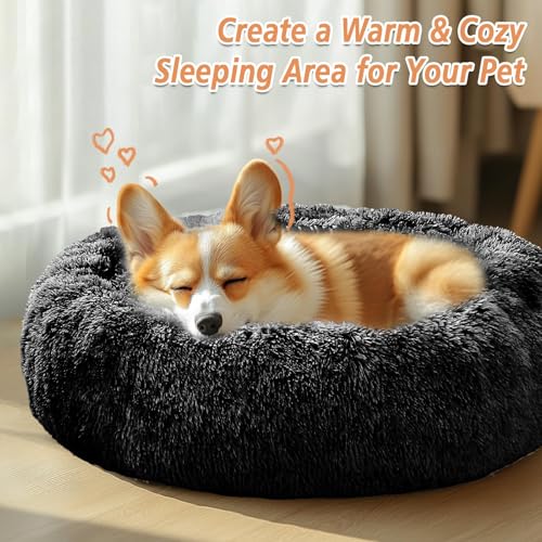 Calming Dog Beds Large Sized Dog (Black / 36.0"L x 36.0"W x 8.0"Th)