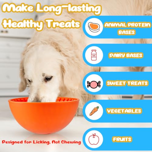 2 Pcs Dog Lick Bowl (Orange, Green)