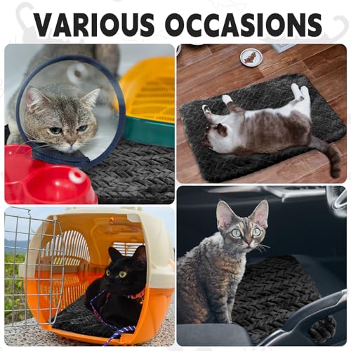 4 Pack Self Warming Cat Bed Mat Self Heating Pad for Dog Extra Warm Winter Pet Pad Washable Thermal Pads Mats for Pets Indoor Outdoor (Black / 16 x 20 Inch)
