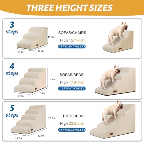 Dog Steps for Bed or Couch (Beige / Standard 4-Step 17.4"H)