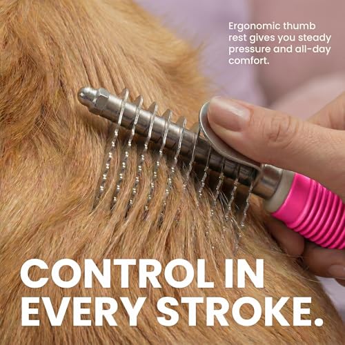 Poodle Dematting Fur Rake Comb Brush for Dogs and Cats (Pink / Dematting Comb)