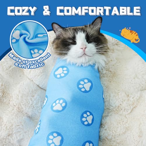 Cat Grooming Wrap for Nail Trimming (L-27.6in ( Weight:＜ 17lbs ) / BluePaw)