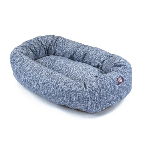 32 Inch Bagel Calming Dog Bed Washable (Palette Heathered Navy Blue)