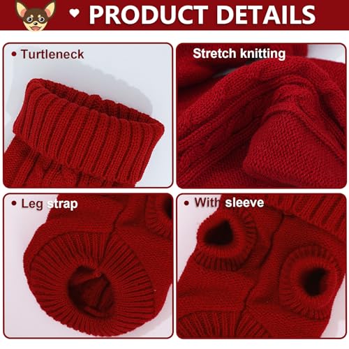 2 Pack Dog Sweaters for Small Dogs (Small / Dark green-Wine red)