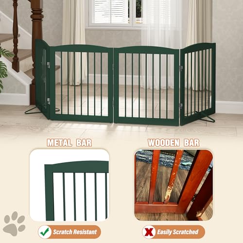 Freestanding Pet Gate for Dogs (24" Height-4 Panel / Green)