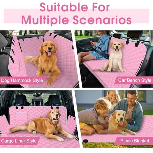 Waterproof Dog Car Seat Cover for Back Seat (Pink,Grey / Small,Standard)