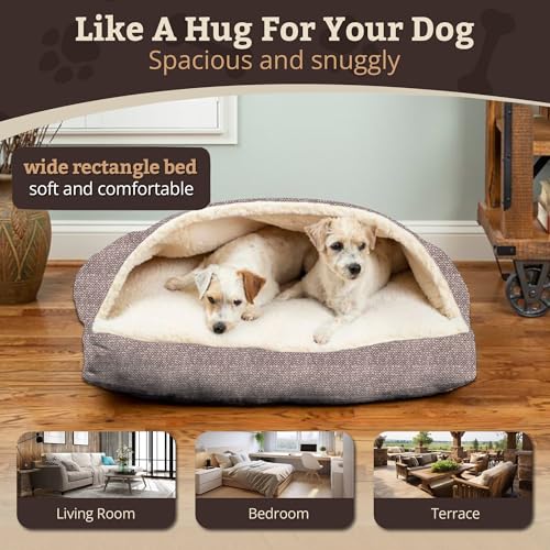 Rectangle Cozy Cave Dog Bed (Merlin Linen / Extra Large)