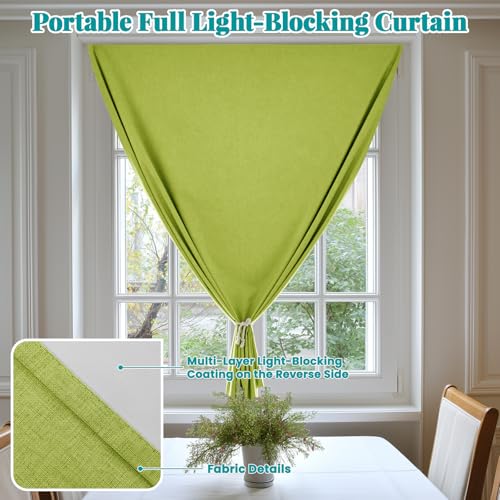 100% Self Adhesive Blackout Curtains (52"W x 72"L (Pack of 1) / Fruit Green)