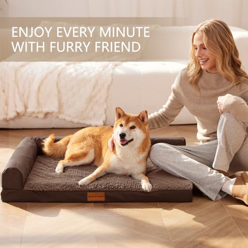 Orthopedic Large Dog Bed Washable Pet Sofa Bed 36''X24'' Brown (Brown / 36"L x 24"W x 3.5"Th)