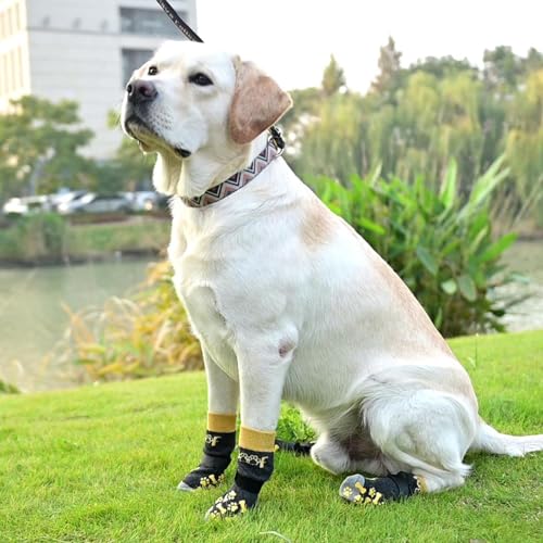 Dog Socks Shoes for Hot Pavement to Prevent Licking Paws (khaki / Large (4 Pack))