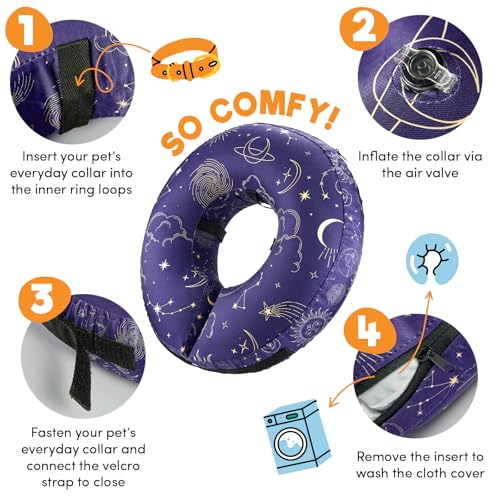 Inflatable Dog Cone Collar Alternative After Surgery Small (Constellation / Small [Neck:4"-7"])