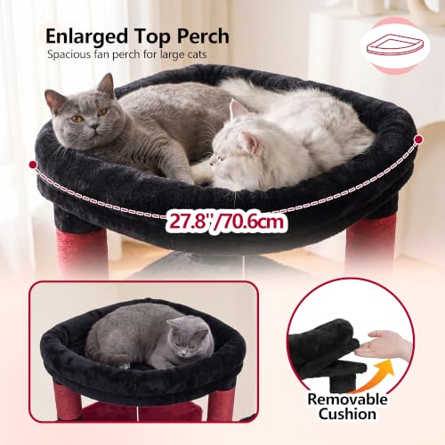 53.1" Corner Cat Tree for Large Cats (53 inch / Black and Red)