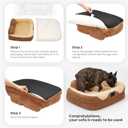 Square Dog Bed Medium Size Dog (Mocha Brown / 36"L x 26"W x 8"H)
