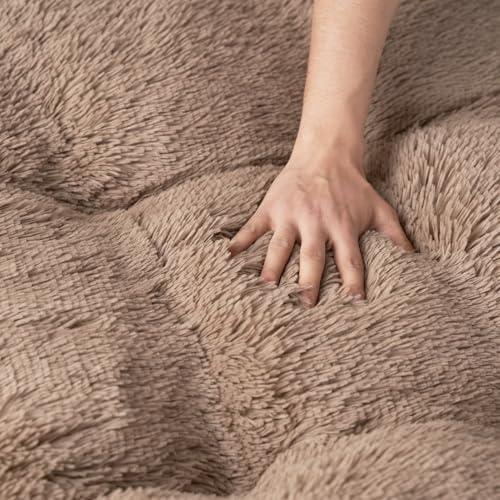 Fluffy Dog Crate Bed (Camel / 44 x 33)