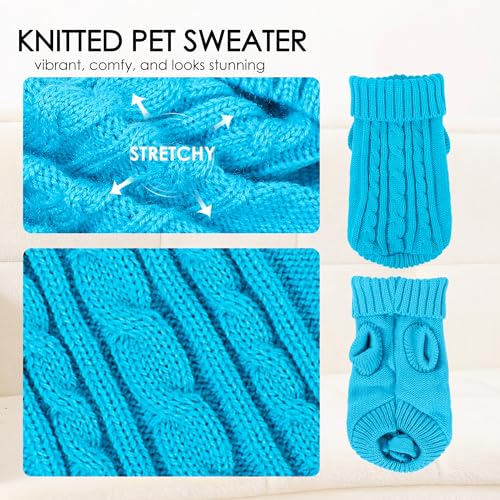 2 Pack Dog Sweaters for Small Dogs (Large / Blue-White)