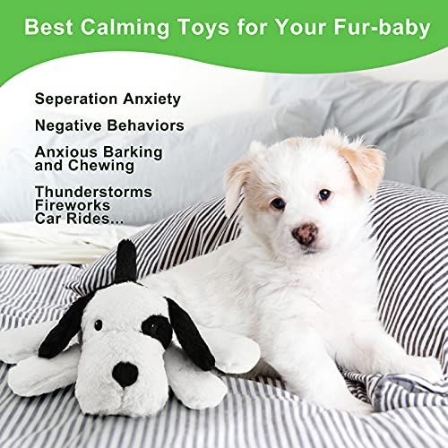 Heartbeat Warm Heat Stuffed Animal for Dog Anxiety Relief (Black & White)