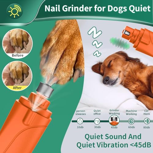 2 in 1 Dog Nail Clippers & Cat Nail Clippers Trimmers for Large Medium Small Dogs Cats Claw Trimmer Quick Sensor and Safety Guard USB Rechargeable Dogs Nail Trimmer with Catcher & 2 LED Lights (Orange)