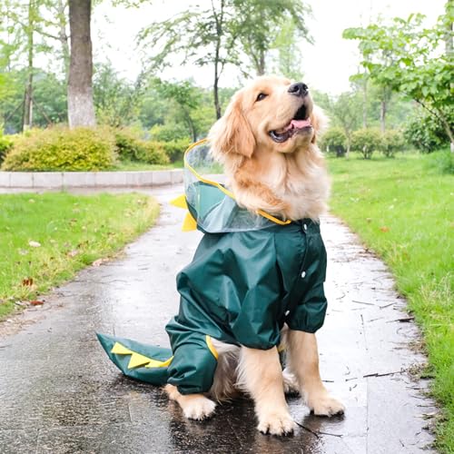 Dog Raincoat Tail Protect Legs Cover Dinosaur Cosplay Raincoat Costume Cute Animals Pattern Raincoat Jacket for Medium Large Dogs 3XL (3XL-Back<18'' For 22-33lb dogs / Dinosaur)