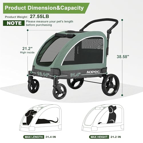 Dog Stroller for Large & Medium Dogs (Green)