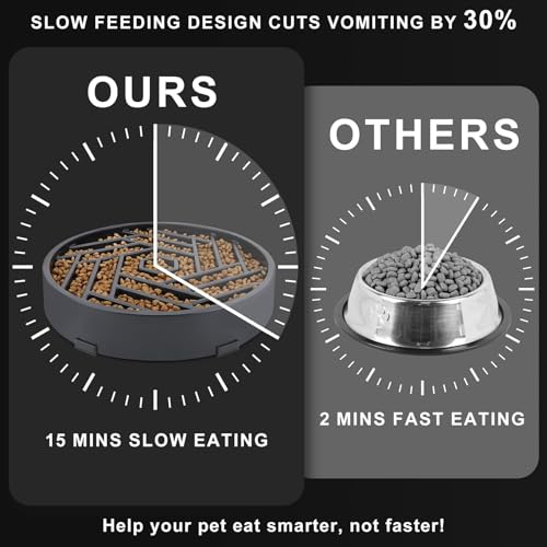Slow Feeder Dog Bowls Large Medium Breed (Gray)