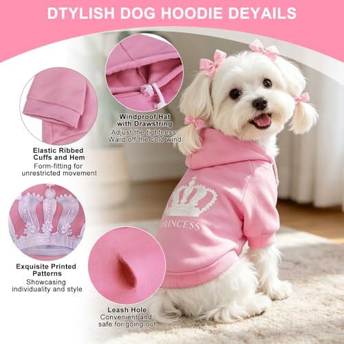 Princess Dog Hoodie (M (Back: 16",Chest: 22", Neck: 19") / Pink(Prinecss))