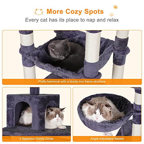 Cat Tree 70 inches Tall Cat Tower for Indoor Large Cats HCT032G (70.08 inch / Smoky Gray)