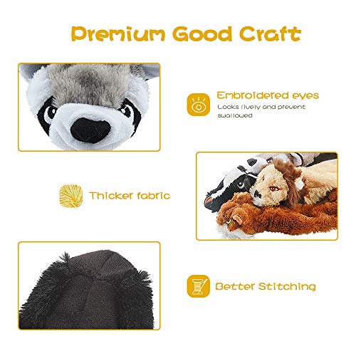 Dog Squeaky Chew Toys No Stuffing Soft Plush for Small Medium Large Breed (5 Pack)