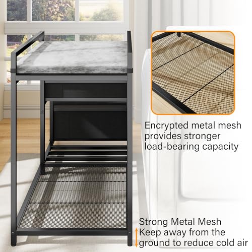 Pet Bunk Bed with Stairs and Storage (Grey)