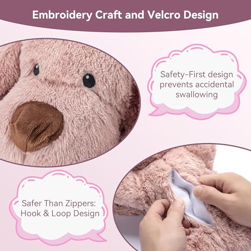 Heartbeat Puppy Toy Dog Heartbeat Toy for Anxiety Relief and Calming Aid (Pink)
