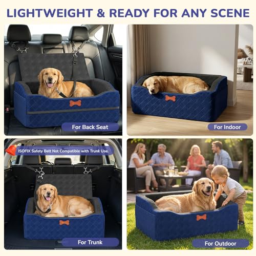 Dog Car Seat for Medium Large Dogs (Navy Blue / Large)