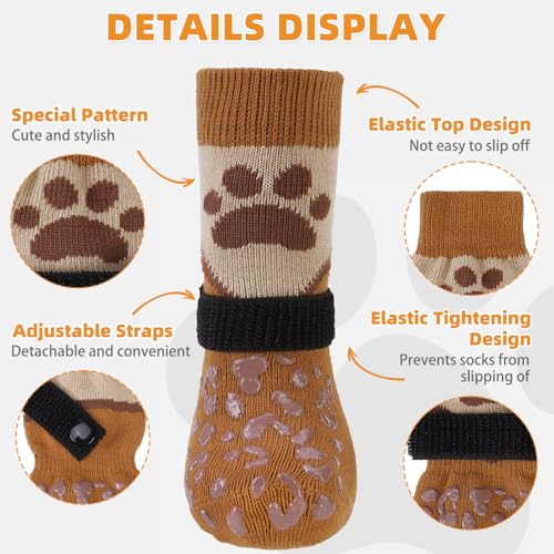 Dog Socks for Hot (Khaki+brown / Medium (4 Pack))