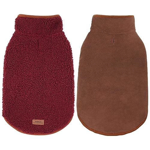 Sherpa Dog Coat Reversible Dog Jackets for Small Dogs (Medium (10-15lbs) / Burgundy)