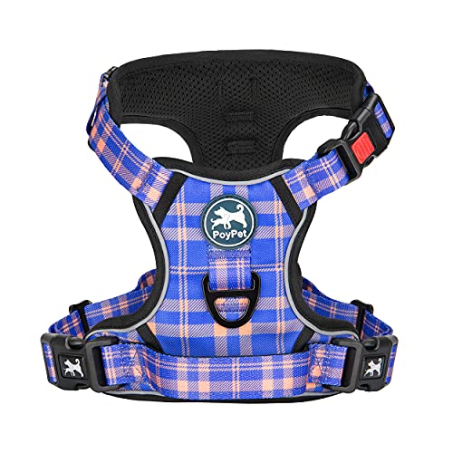 Plaid Dog Harness Small (S / Checkered Blue & Orange)