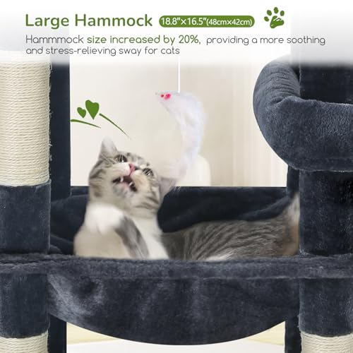 65in Sturdy Cat Tree Tower for Indoor Large Cats (65inch / Dark Grey)