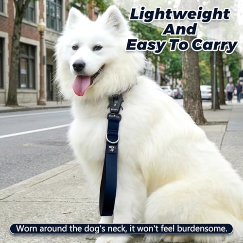14 Inch Traffic Dog Leash with Padded Handle (Navy Blue)