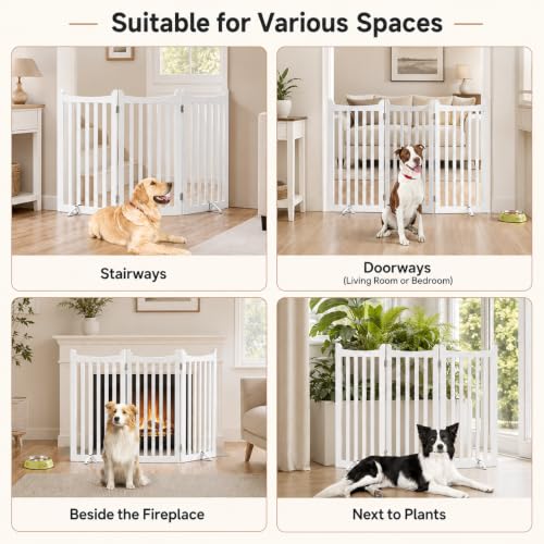 Freestanding Wooden Dog Gate (White / 60" W x 36" H)