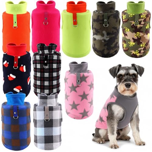 10 Pack 2X Large Dog Sweater Fleece Pet Dog Plaid Clothes Winter (2X-Large,15.4-19.8 lb / Bright)