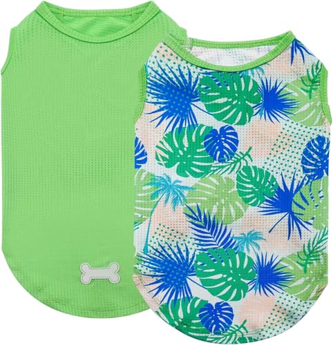 2Pack Dog Shirts for Small Dogs Breathable Mesh Tank Top (Small (4-7lbs) / 2# 2Pack (Hawaii+Green))